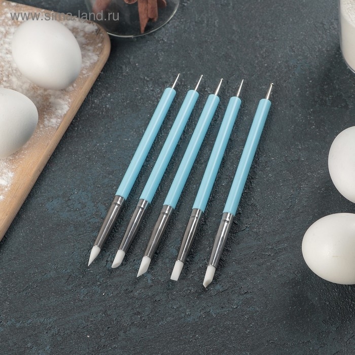 Набор кондитерских кисточек для декорирования «Бирюза», 5 шт, цвет голубой Набор кондитерских кисточек для декорирования «Бирюза», 5 шт, цвет голубой