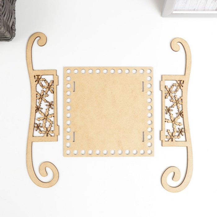 Заготовка для вязания Заготовка для вязания "Сани. Вид 6" набор 3 детали, донышко 15х15 см