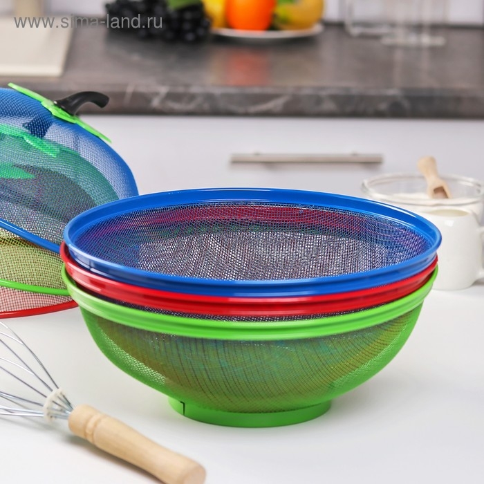 Сито с крышкой для хранения продуктов Доляна «Вкус», d=25 см, цвет МИКС Сито с крышкой для хранения продуктов Доляна «Вкус», d=25 см, цвет МИКС