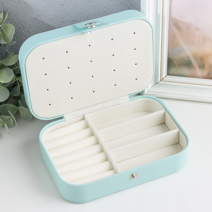 Шкатулка кожзам для украшений  Шкатулка кожзам для украшений "Матовая гладь" бирюзовая 16х11х5 см