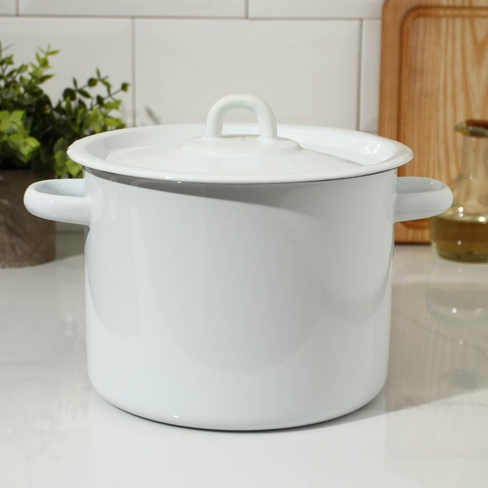 Кастрюля цилиндрическая эмалированная, 3,5 л, цвет белый Кастрюля цилиндрическая эмалированная, 3,5 л, цвет белый