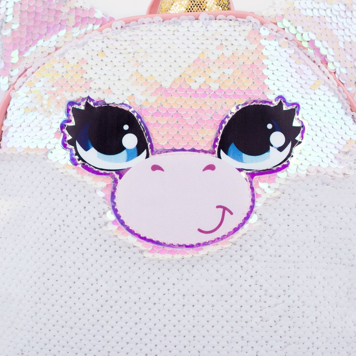 Рюкзак детский для девочки с пайетками «Единорог» , отдел на молнии, цвет розовый