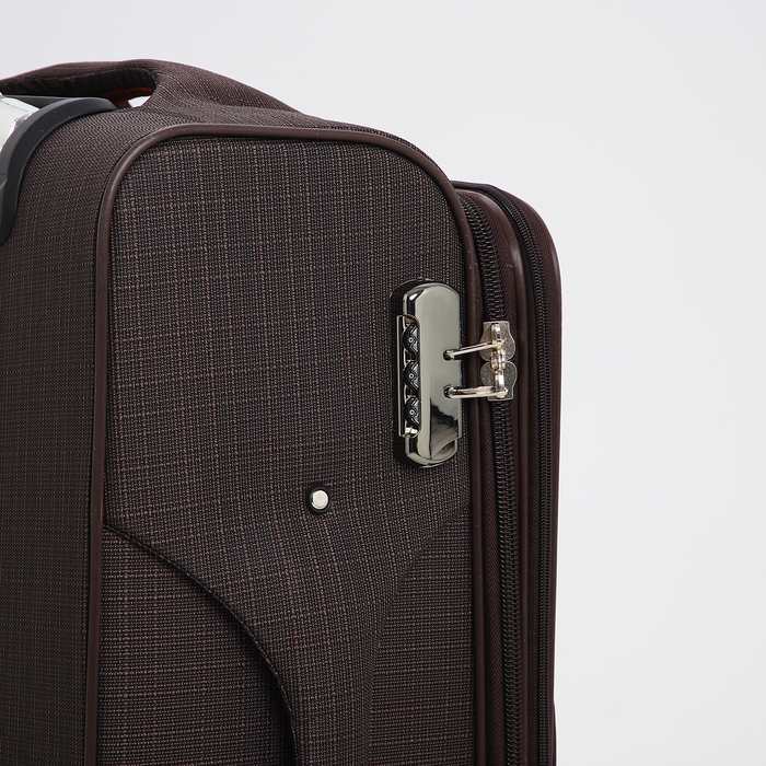 Чемодан средний 52 л (M), отдел на молнии, кодовый замок, с расширением, цвет коричневый Чемодан средний 52 л (M), отдел на молнии, кодовый замок, с расширением, цвет коричневый