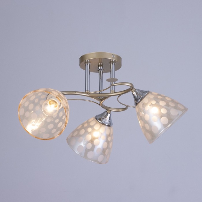 Светильник потолочный Соллар 54х54х26 , 3х60Вт Е27, Золото, хром Светильник потолочный Соллар 54х54х26 , 3х60Вт Е27, Золото, хром