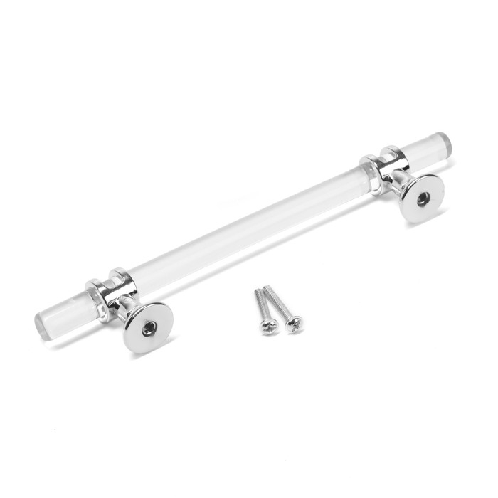 Ручка скоба CAPPIO PK106, м/о 128 мм, D=12 мм, пластик, цвет прозрачный/хром Ручка скоба CAPPIO PK106, м/о 128 мм, D=12 мм, пластик, цвет прозрачный/хром