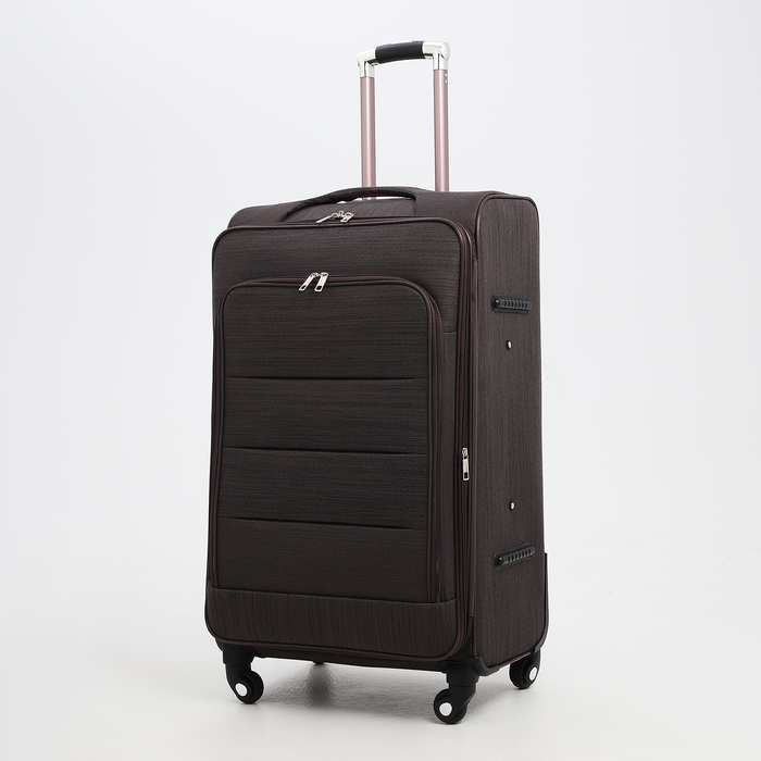 Чемодан большой 95 л (L), отдел на молнии, с расширением, кодовый замок, 4 колеса, наружный карман, цвет коричневый Чемодан большой 95 л (L), отдел на молнии, с расширением, кодовый замок, 4 колеса, наружный карман, цвет коричневый