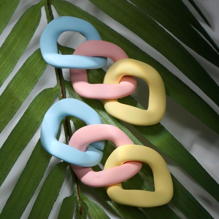 Серьги пластик «Цепь» градиент смешанный, цветные Серьги пластик «Цепь» градиент смешанный, цветные