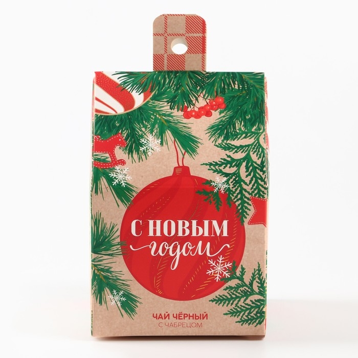 Новый год! Чай чёрный , с чабрецом в коробке-домик &laquo;Тепло внутри&raquo;, 50 г.
