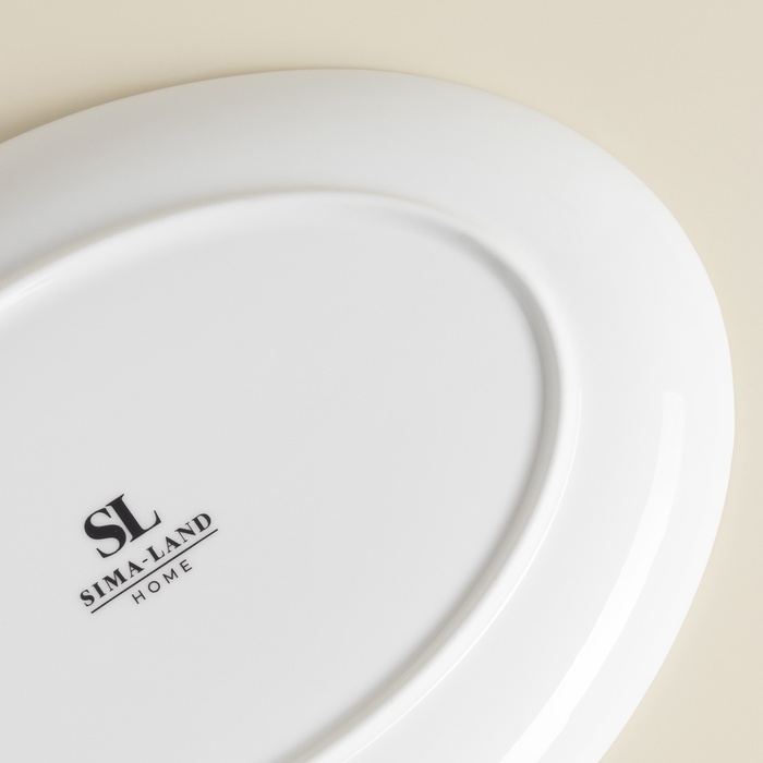 Тарелка для подачи SL Home «Каскарон», 25,4×18,5×2,5 см, овальная, костяной фарфор, белая
