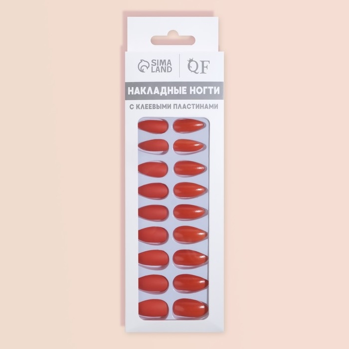Накладные ногти, 24 шт, с клеевыми пластинами, форма миндаль, цвет коралловый Накладные ногти, 24 шт, с клеевыми пластинами, форма миндаль, цвет коралловый