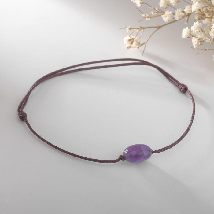 Браслет желаний «Аметист» на коричневой нити, длина регулируется Браслет желаний «Аметист» на коричневой нити, длина регулируется