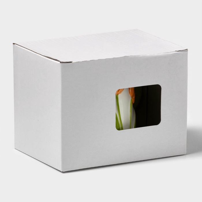 Кружка «Тюльпан», 430 мл, оранжевый цветок, керамика, белая