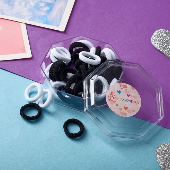 Резинка для волос Резинка для волос "Махрушка" (набор 40 шт) классика, 1,5 см, чёрно-белый