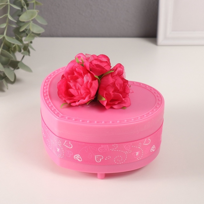 Шкатулка музыкальная механическая Шкатулка музыкальная механическая "Нежные розы" малиновая 12х13,5х10,5 см