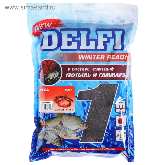 Прикормка зимняя увлажненная DELFI ICE Ready, река, мотыль/червь, 500 г Прикормка зимняя увлажненная DELFI ICE Ready, река, мотыль/червь, 500 г