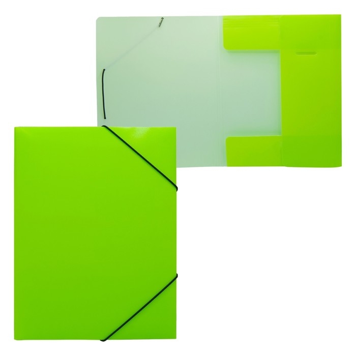 Папка на резинке А4, 500 мкм, Calligrata  Папка на резинке А4, 500 мкм, Calligrata "Neon", корешок 30 мм, неоновая, салатовая