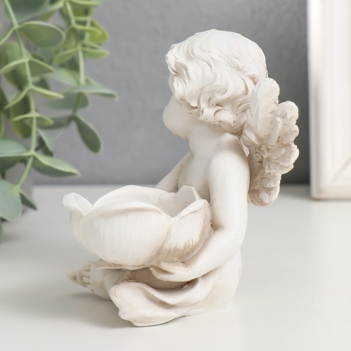 Сувенир полистоун подсвечник Сувенир полистоун подсвечник "Ангелочек с цветком" МИКС 10х8,2х9,2 см