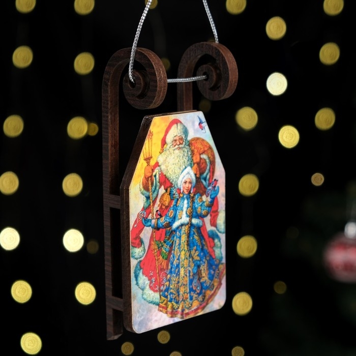 Елочное украшение Елочное украшение "Саночки №4", 12,5 х 6 см