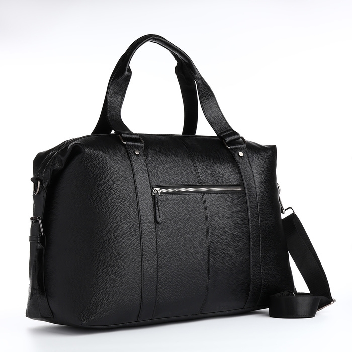 Сумка дорожная, 2 отдела на молниях, 3 наружных кармана, длинный ремень, цвет чёрный Сумка дорожная, 2 отдела на молниях, 3 наружных кармана, длинный ремень, цвет чёрный