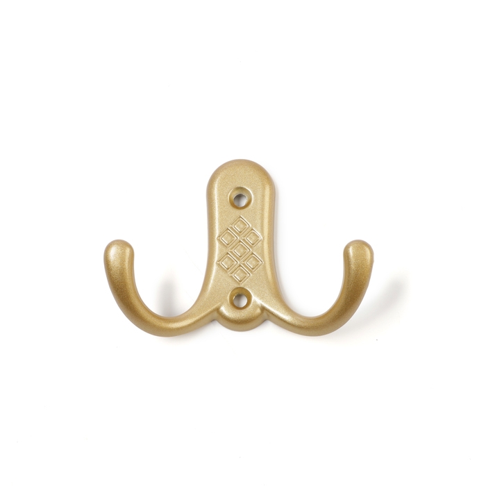 Крючок мебельный ТУНДРА TKD024 LIGHT, двухрожковый, матовое золото Крючок мебельный ТУНДРА TKD024 LIGHT, двухрожковый, матовое золото