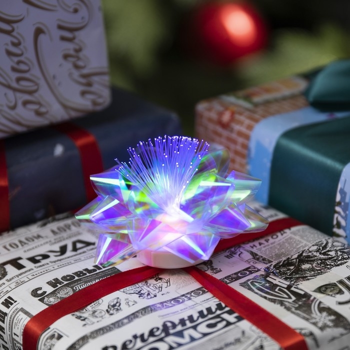 Светодиодная игрушка «Бант-звезда» 9 × 6 × 9 см, батарейки LR44х3 (в комплекте), свечение мульти, перламутровая Светодиодная игрушка «Бант-звезда» 9 × 6 × 9 см, батарейки LR44х3 (в комплекте), свечение мульти, перламутровая