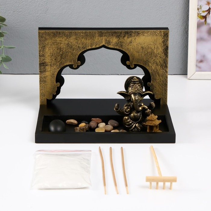 Сад камней Дзен  Сад камней Дзен "Ганеша во дворце" песок 14х21х16 см