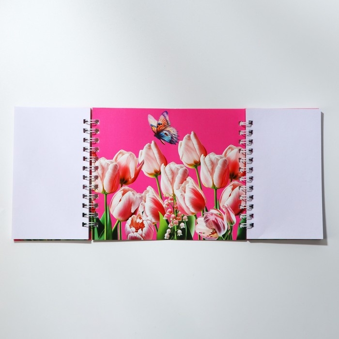 Двойной блокнот на гребне, мягкая обложка, размер 15х12см, 48 л «Самой нежной»