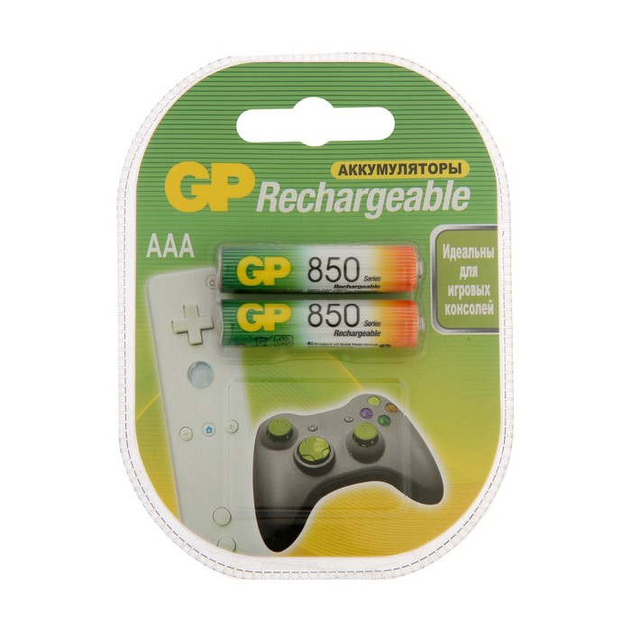 Аккумулятор GP, Ni-Mh, AAA, HR03-2BL, 1.2В, 850 мАч, блистер, 2 шт. Аккумулятор GP, Ni-Mh, AAA, HR03-2BL, 1.2В, 850 мАч, блистер, 2 шт.