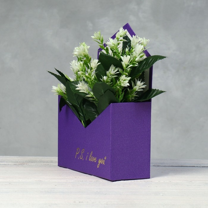 Конверт с золотым тиснением P.S. I love you, фиолетовый 18 х 24 х 7 см Конверт с золотым тиснением P.S. I love you, фиолетовый 18 х 24 х 7 см