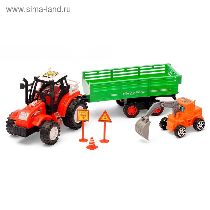 Трактор инерционный «Фермер», с прицепом, цвета МИКС Трактор инерционный «Фермер», с прицепом, цвета МИКС