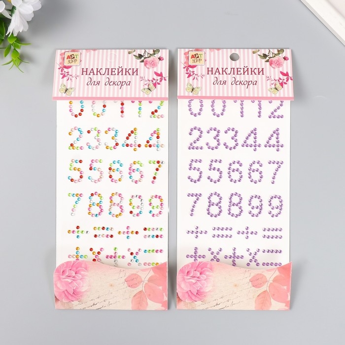 Наклейка пластик стразы Наклейка пластик стразы "Цифры" МИКС 10х23 см