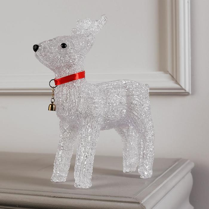 Светодиодная фигура «Олень с колокольчиком» 25 × 30 × 9 см, акрил, 24 LED, батарейки ААх3 (не в комплекте), свечение белое Светодиодная фигура «Олень с колокольчиком» 25 × 30 × 9 см, акрил, 24 LED, батарейки ААх3 (не в комплекте), свечение белое