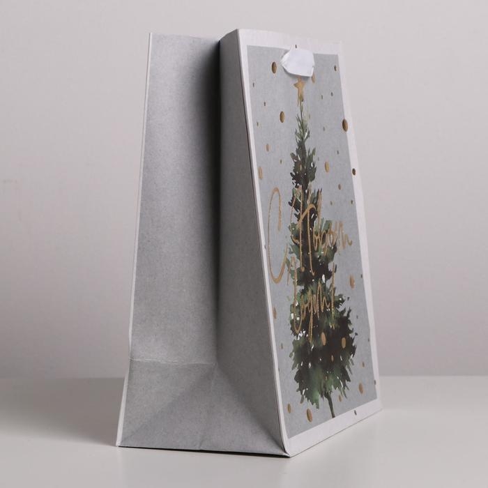 Пакет подарочный новогодний крафтовый вертикальный «Сказочная ёлочка», MS 18 х 23 х 10 см, Новый год Пакет подарочный новогодний крафтовый вертикальный «Сказочная ёлочка», MS 18 х 23 х 10 см, Новый год