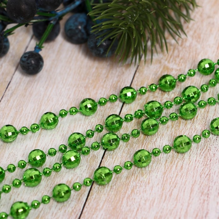 Бусы на ёлку 2,7 м d-8 мм Бусы на ёлку 2,7 м d-8 мм "Шарики рельефные" микс