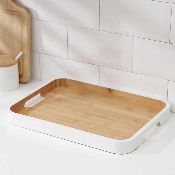 Поднос с ручками Terra, 36×26×3 см, бамбук, цвет МИКС Поднос с ручками Terra, 36×26×3 см, бамбук, цвет МИКС