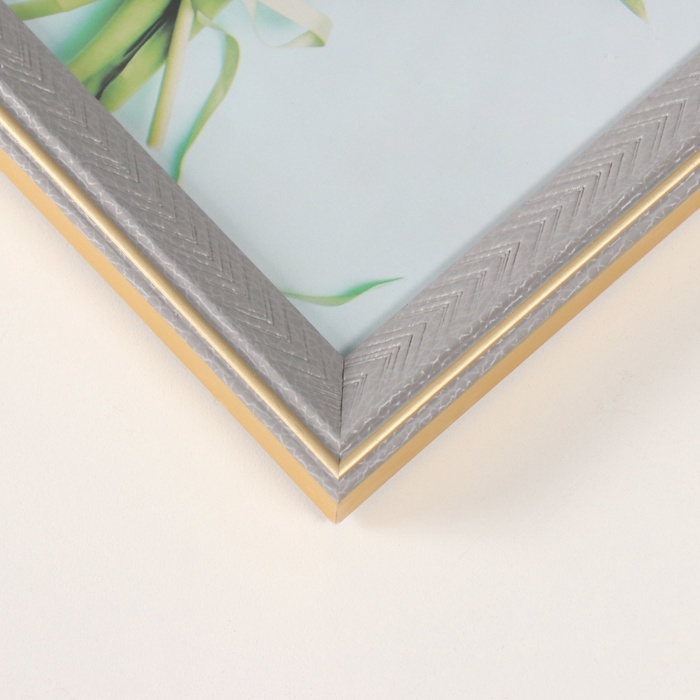 Фоторамка пластик 13х18 см Фоторамка пластик 13х18 см "Галочки на мокко" с золотой обводкой 1,4х15,7х20,5 см