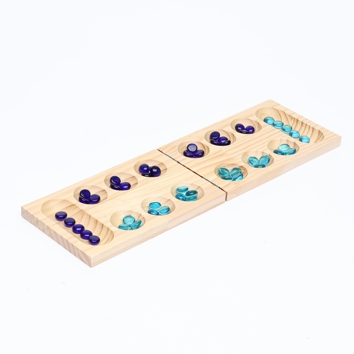 Настольная игра на логику  Настольная игра на логику "Калах. Манкала", 48 камешков, 22 х 13.5 см