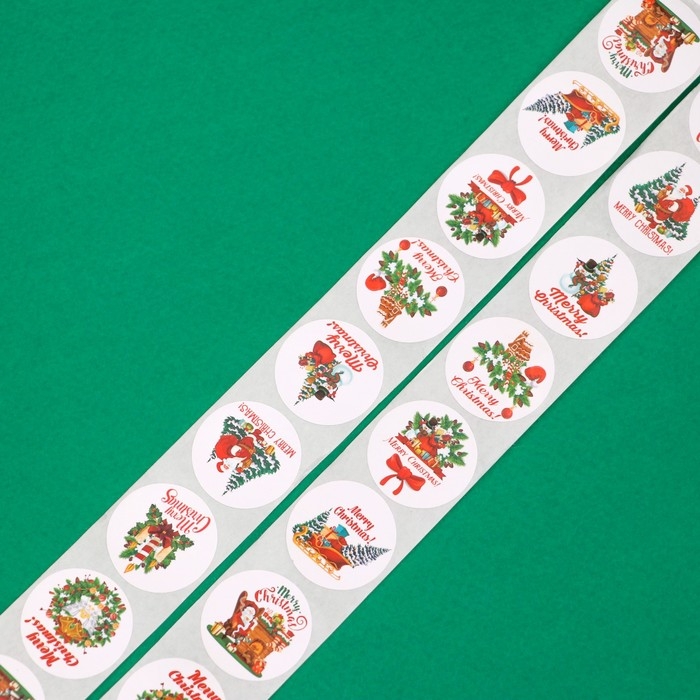Новый год. Наклейки новогодние в рулоне Новый год. Наклейки новогодние в рулоне "Много подарков", 500 шт, 2,5 х 2,5 см.
