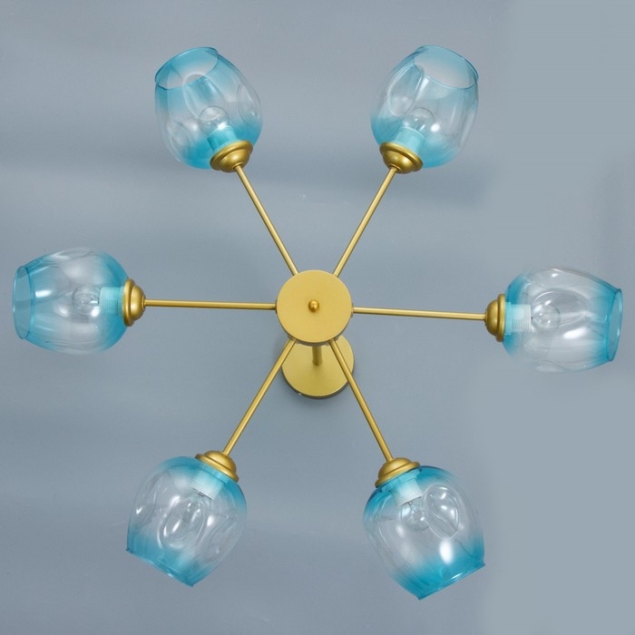 Люстра "Мурано" 6хЕ27 60Вт золото голубой 78х78х35см BayerLux