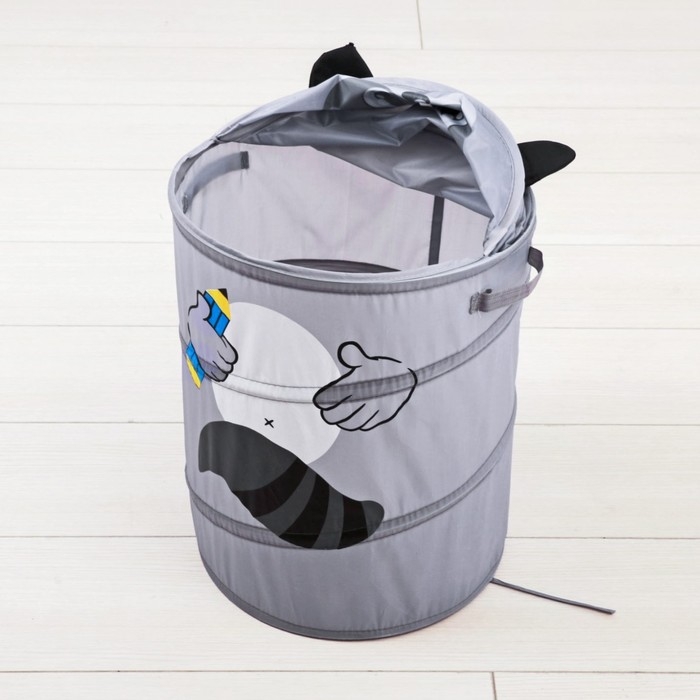 Корзина для хранения игрушек «Енот» с ручками и крышкой Корзина для хранения игрушек «Енот» с ручками и крышкой