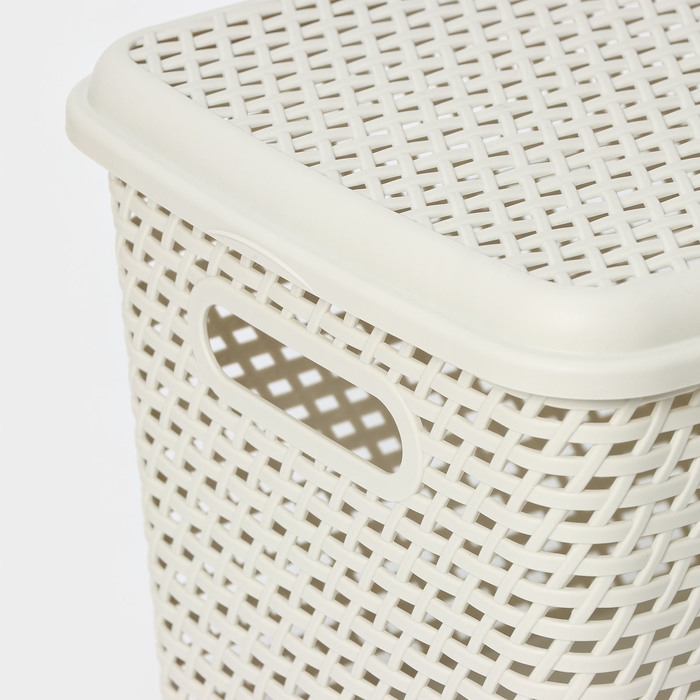 Ящик для хранения с крышкой «Ротанг», 23 л, 45×30×26,5 см, цвет белый Ящик для хранения с крышкой «Ротанг», 23 л, 45×30×26,5 см, цвет белый