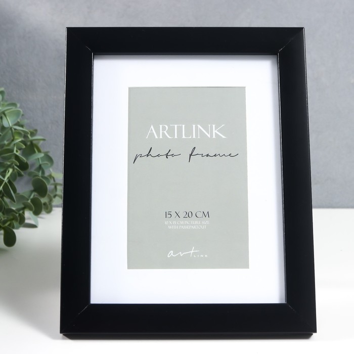 Фоторамка пластик Фоторамка пластик "Gloria" 15х20 см, с паспарту, чёрный