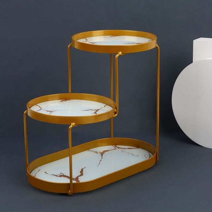 Органайзер для хранения, 3 секции, 30 × 17 × 26,5 см, цвет золотистый/белый