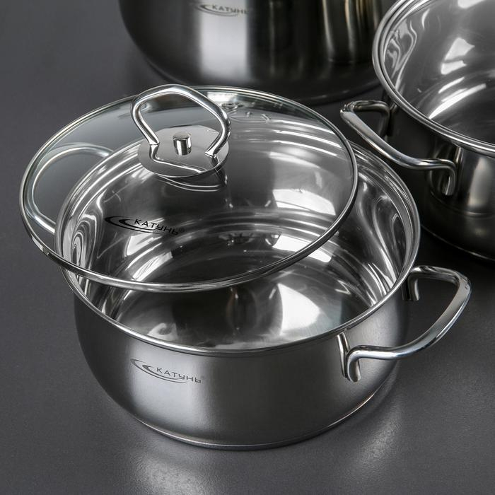 Набор кастрюль «Лира», 3 предмета: 2,2 л, 3,2 л, 4,2 л, стеклянные крышки, капсульное дно, индукция Набор кастрюль «Лира», 3 предмета: 2,2 л, 3,2 л, 4,2 л, стеклянные крышки, капсульное дно, индукция