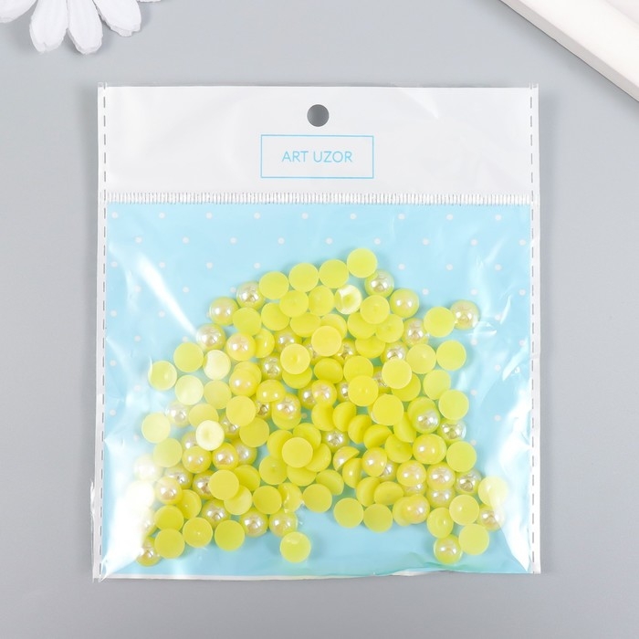 Декор для творчества пластик Декор для творчества пластик "Половинки бусин. Жёлтый" 20 гр 0,8х0,8 см