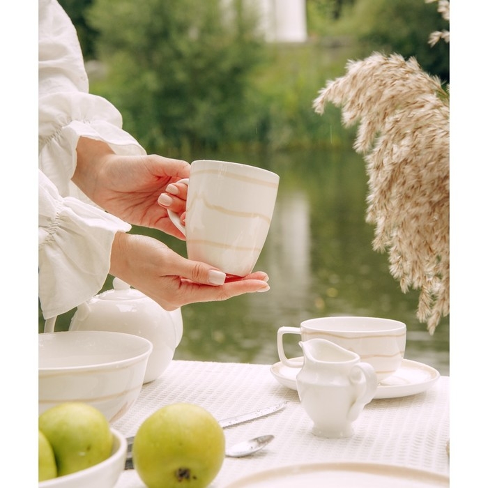 Набор кружек фарфоровых SL Home «Гато», 350 мл, цвет белый Набор кружек фарфоровых SL Home «Гато», 350 мл, цвет белый