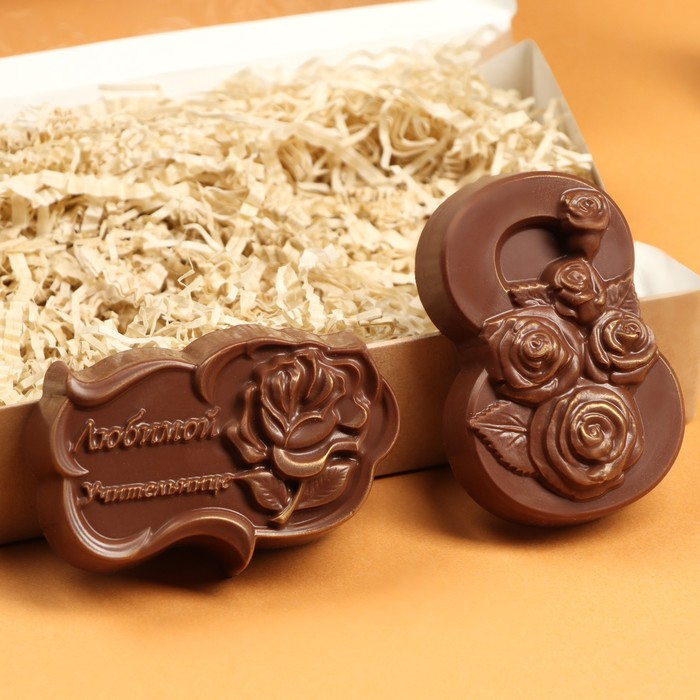 Шоколадные фигурки, 2 в 1 «Любимой учительнице + 8 марта. Розы», 160 г Шоколадные фигурки, 2 в 1 «Любимой учительнице + 8 марта. Розы», 160 г