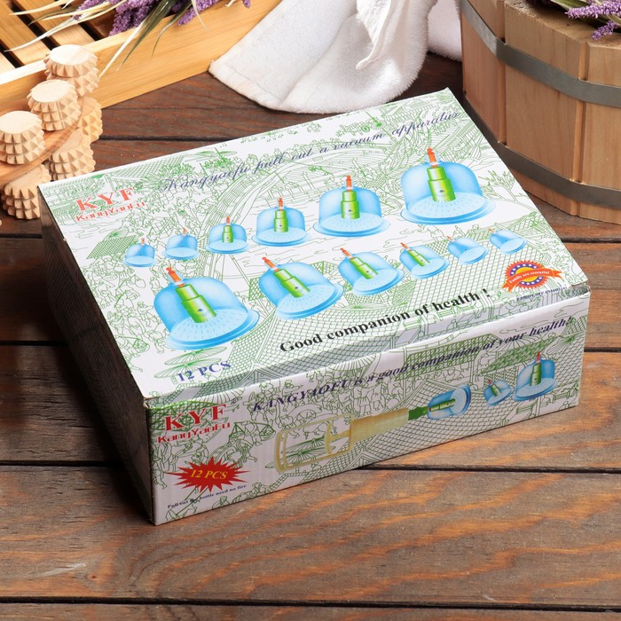 Банки акупункционного действия для вакуумного массажа с насосом, набор 12 шт. Банки акупункционного действия для вакуумного массажа с насосом, набор 12 шт.