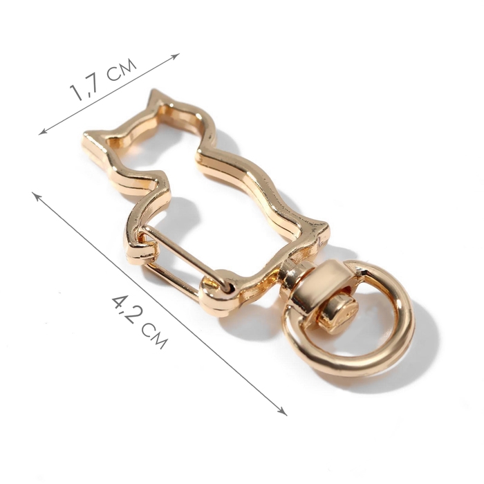 Карабин металлический «Кошка», 42 × 17 мм / 8 × 2,2 мм, 5 шт, цвет золотой Карабин металлический «Кошка», 42 × 17 мм / 8 × 2,2 мм, 5 шт, цвет золотой