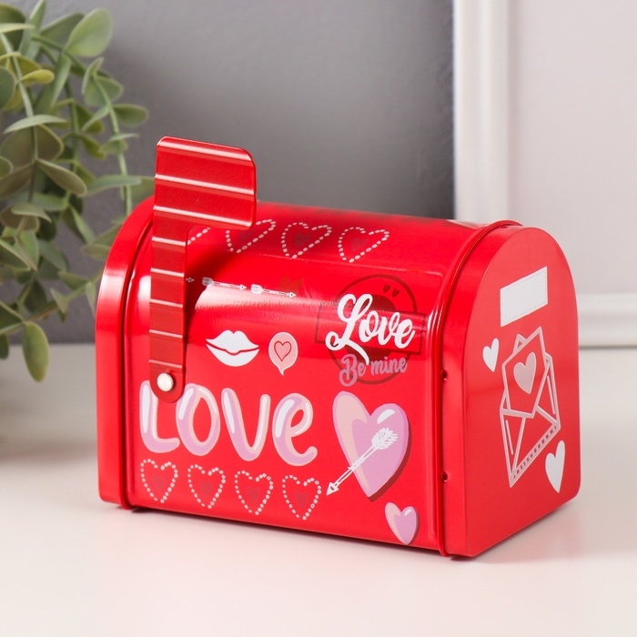 Шкатулка металл почтовый ящик Шкатулка металл почтовый ящик "Love" красная 13,3х8х9,5 см